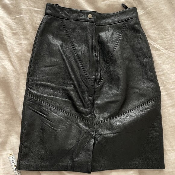 Vintage High Waisted Leather Skirt - Picture 1 of 9